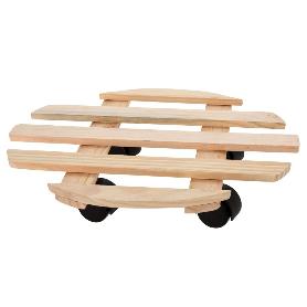 SOPORTE MACETAS RUEDAS MADERA 28 CM