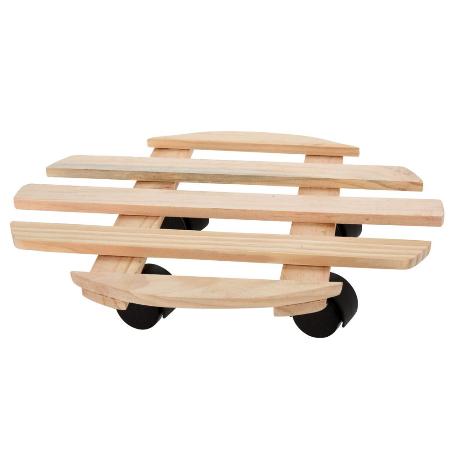 SOPORTE MACETAS RUEDAS MADERA 28 CM