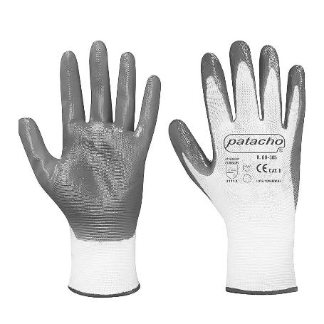 GUANTE NYLON BLANCO NITRILO GRIS T-8
