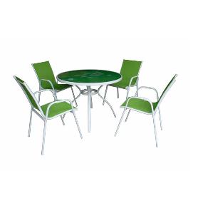 MESA 100 CM + 4 SILLONES AFRICA VERDE
