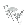 MESA 60 CM + 2 SILLAS PLEGABLES METAL BLANCO