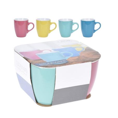 TAZAS MUG COLORES 340 ML 4 PIEZAS