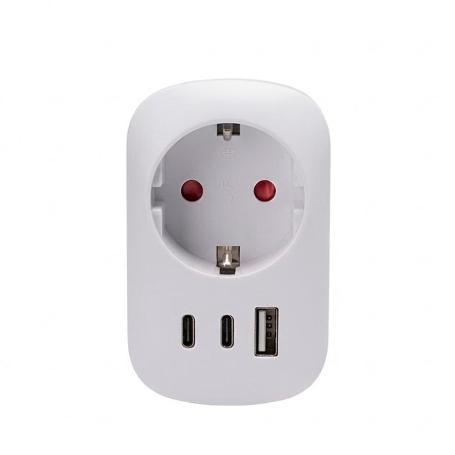 ENCHUFE SALIDA USB A + 2 SALIDAS USB C