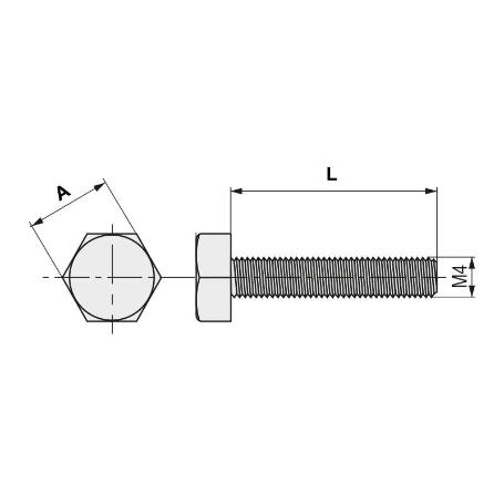 TORNILLO CABEZA HEXAGONAL DIN 933  ZI METRICA M-6 LARGO 30MM