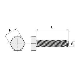 TORNILLO CABEZA HEXAGONAL DIN 933  ZI METRICA M-8 LARGO 35MM