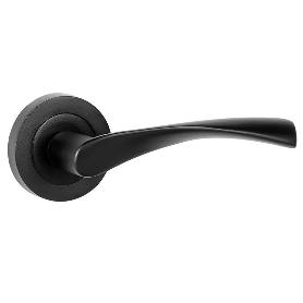 MANILLA CON ROSETA DE ALUMINIO. MODELO ZEUS Ø50 NIQUEL CEPILLADO, NEGRO MATE ACABADO NEGRO MATE