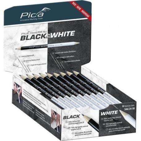 PICA-546/24-50-CAJA DE 50 LAPICEROS UNIVERSALES DE BOBLE PUNTA NEGRA Y BLANCA