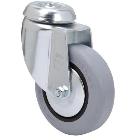 RUEDA GIRATORA AGUJERO M10 20BH80CP-PGI POLIAMIX-GOMA GRIS EJE LISO