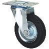 RUEDA GIRATORA PLACA 10ZV160-BSR METALICO-GOMA NEGRA EJE RODILLOS