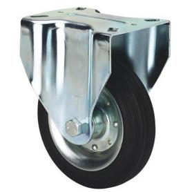 RUEDA FIJA  17ZV200-BSR METALICO-GOMA NEGRA EJE RODILLOS