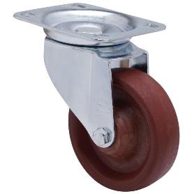 RUEDA GIRATORA PLACA 10ZVL80-TD RESINA MARRON EJE LISO