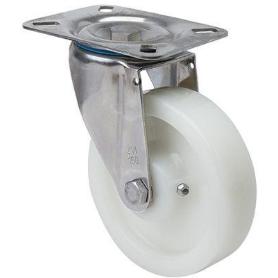 RUEDA GIRATORA PLACA INOX.10ZVI200-FT NYLON BLANCO EXTRAFUERTE EJE LISO