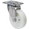RUEDA GIRATORA PLACA INOX.10ZVI200-FT NYLON BLANCO EXTRAFUERTE EJE LISO