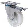 RUEDA GIRATORA PLACA FRENO INOX.10ZVIFD150-FT NYLON BLANCO EXTRAFUERTE LISO