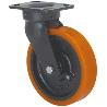 RUEDA GIRATORA PLACA 10GT150-HUB HIERRO-POLIUR.NARANJA EJE BOLAS