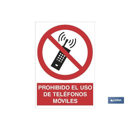 SEÑAL POLIESTIRENO 210X148MM. PROHIBIDO EL USO DE TELÉFONOS MÓVILES