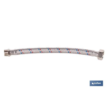 CONEXIÓN FLEXIBLE INOX PARA TERMO M1/2 - H3/4 30 CM.