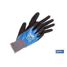 GUANTE IMPREGNADO SANDY DOBLE CAPA DE NITRILO AZUL TALLA 10   CAJA 12 UNID.