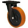 RUEDA GIRATORA PLACA 10HLB250E-HUB HIERRO-POLIUR.NARANJA EJE BOLAS