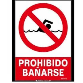 CARTEL RD40037 PROHIBIDO BAÑARSE
