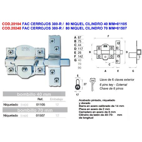 CERROJO FAC 300-R 80 NIQ 01105