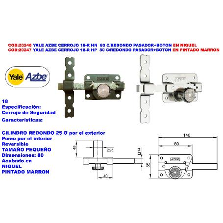 CERROJO AZBE 18 - 80 HP