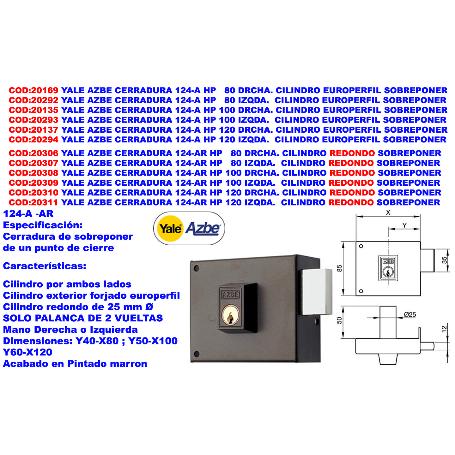 CERRADURA AZBE 124A 100 IZ HP