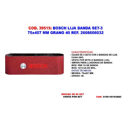 PAQUETE LIJA BANDA 75X457MM G40×3 2608606032