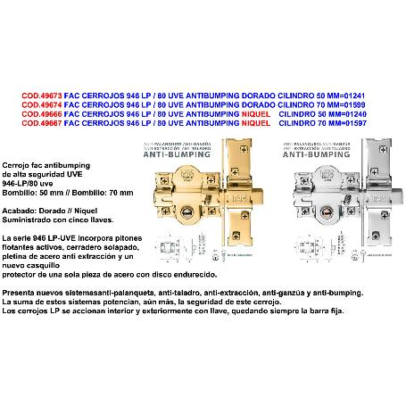 CERROJO 946-LP/80 UVE NIQUEL