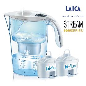 LAICA JARRA PURIFICADORA AGUA STREAM 2,3 LT BLANCA + 2 FILTROS BI-FLUX J9029C4