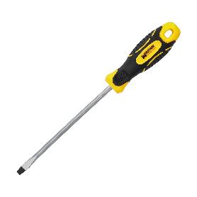 DESTORNILLADOR MANGO BIMATERIAL BOCA ESTAMPADA 5X125 MM. DESTORNILLADOR PLANO, CROMO VANADIO,