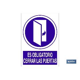 SEÑAL POLIESTIRENO 297X210MM. ES OBLIGATORIO CERRAR LAS PUERTAS