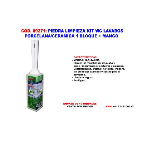 PIEDRA LIMPIEZA KIT WC LAVABOS PORCELANA-CERAMICA 1 BLOQUE+MANGO