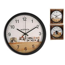 RELOJ DE PARED CON GATITOS RIKY-KIRA DIAMETRO 30 CMS MARCO NEGRO