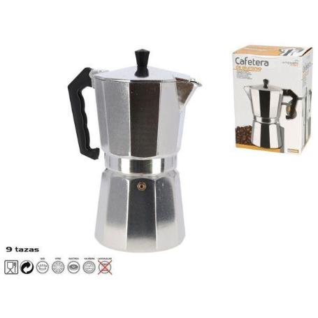 9 TAZAS CAFETERA ALUMINIO EXPRES 450 ML APTA PARA INDUCCION,GAS,VITRO,ELECTRICIDAD