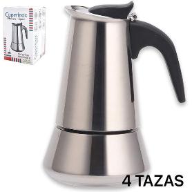 4 TAZAS CAFETERA ACERO INOX EXPRESS PARA INDUCCION CUPERINOX
