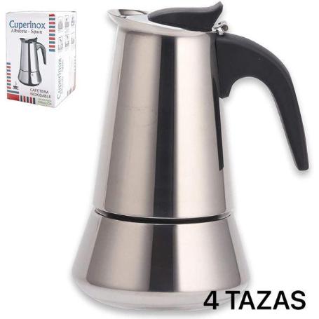 4 TAZAS CAFETERA ACERO INOX EXPRESS PARA INDUCCION CUPERINOX
