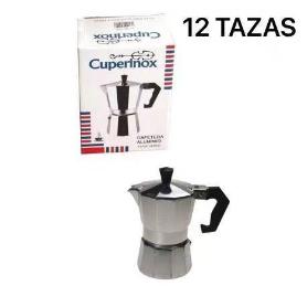 12 TAZAS CAFETERA ITALIANA CLASICA ALUMINIO CUPERINOX SERIE VERDE