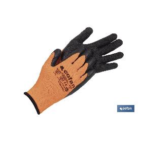 GUANTE NARANJA FLUOR CON REVESTIMIENTO LATEX TERMICO T-7   CAJA 12 UNID.