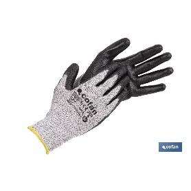 GUANTE ANTICORTE ULTRA LIGERO IMPREGNADO PU NEGRO T-10 VENTA UNITARIA