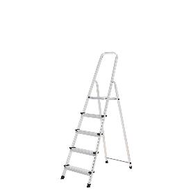ESCALERA ALUMINIO 5 PELDAÑOS PLEGABLE, USO DOMÉSTICO, ANTIDESLIZANTE, LIGERA Y RESISTENTE