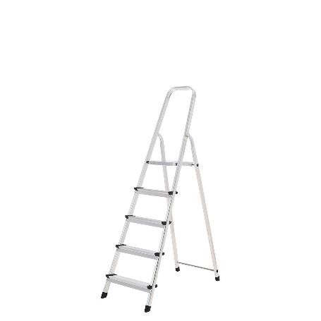 ESCALERA ALUMINIO 5 PELDAÑOS PLEGABLE, USO DOMÉSTICO, ANTIDESLIZANTE, LIGERA Y RESISTENTE