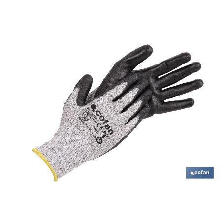 GUANTE ANTICORTE ULTRA LIGERO IMPREGNADO PU NEGRO T-10   CAJA 12 UNID.