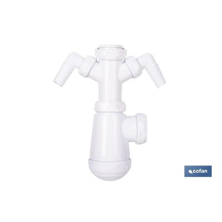 SIFÓN DE BOTELLA CON SALIDA Ø32-40 MM, RACOR 1 1/2 Y 2 TOMAS AUXILIARES