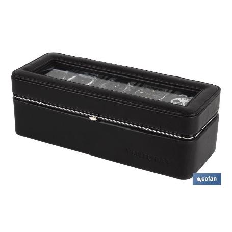 CAJA GUARDA RELOJES 6 UDS PIEL MARRÓN