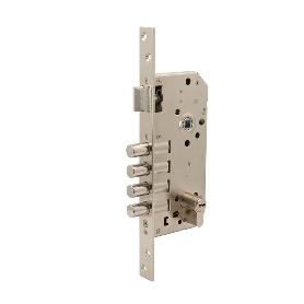 CERRADURA SEGURIDAD 4220S 50 NIQUELADO 4 BULONES DESLIZANTES PICAPORTE REVERSIBLE