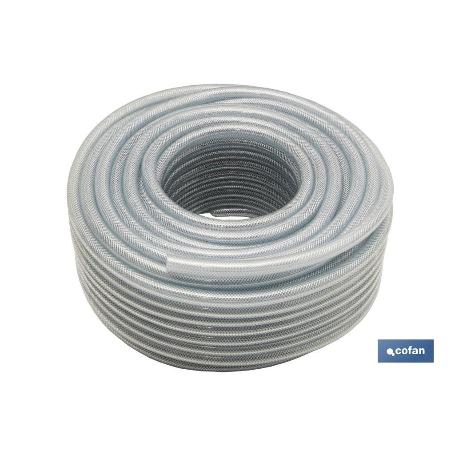 MANGUERA PVC CRISTAL C/REFUERZO 10X16MM/50M