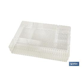 SET ORGANIZADOR COSMETIC 30X23X8CM TRANSPARENTE   CAJA 6 UNID.