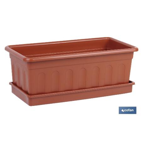 JARDINERA MARRON  MODELO AZAHAR 40X20X15.5+PLATO38X16.6CM   CAJA 12 UNID.