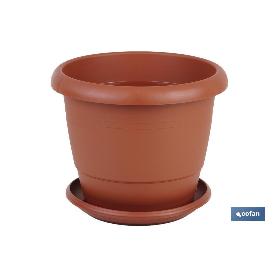 MACETA MARRON MODELO GARDENIA 35X28.8+ PLATO28CM   CAJA 6 UNID.